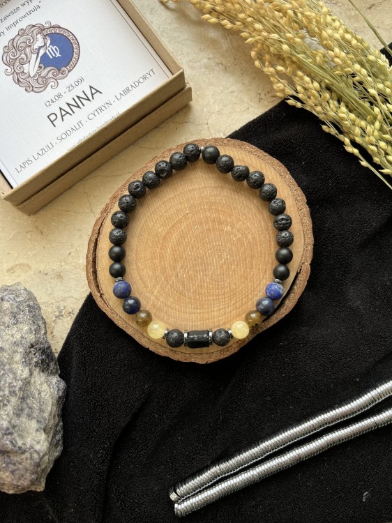 Bransoletka Zodiak Panna Unisex Lazuri – lapis lazuli i labradoryt.