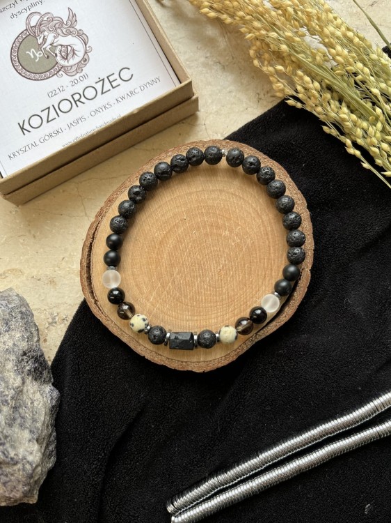Bransoletka Zodiak Koziorożec Unisex Lazuri – onyks i jaspis dalmatyńczyk.