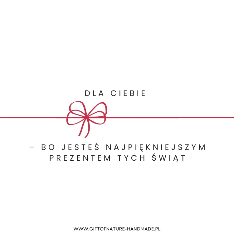 Personalizowana dedykacja świąteczna do prezentów – elegancki napis i kokardka
