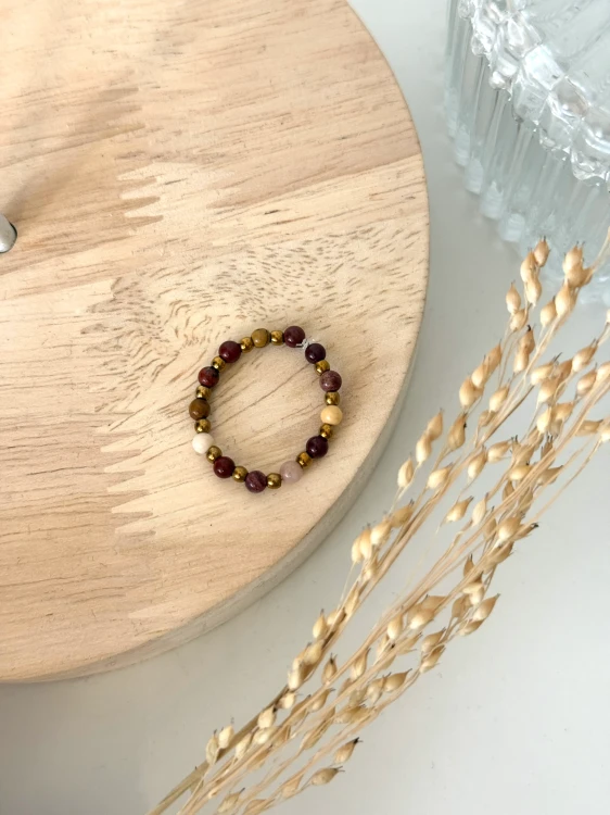 Biżuteria handmade z jaspisu mokait - elastyczny pierścionek