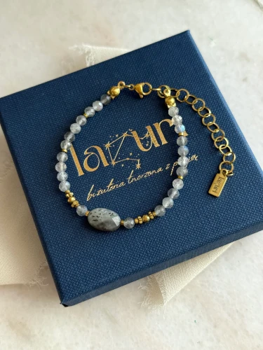 Elegancka biżuteria talizman z labradorytem i hematytem od lazuri.eu