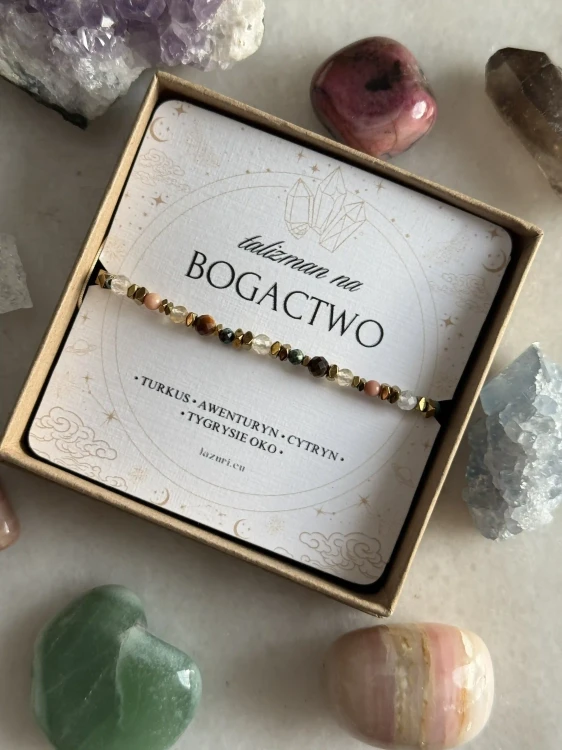 Bransoletka przyciągająca bogactwo w eleganckim opakowaniu – kamienie sukcesu i obfitości