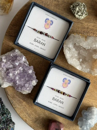 Zestaw bransoletek ZODIAKARA Baran – jaspis, granat, rubin i hematyt w dwóch wariantach kolorystycznych, ręcznie robiona biżuteria