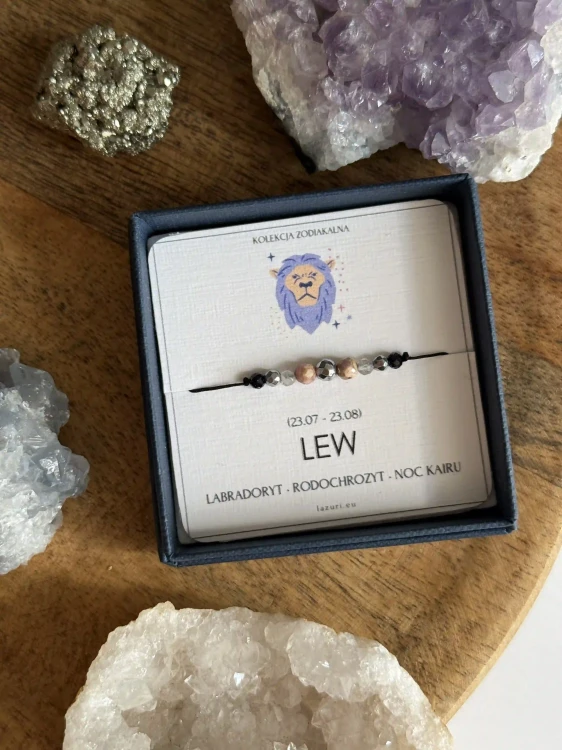 Amulet ochronny dla zodiakalnego Lwa z kamieni naturalnych - wersja srebrna
