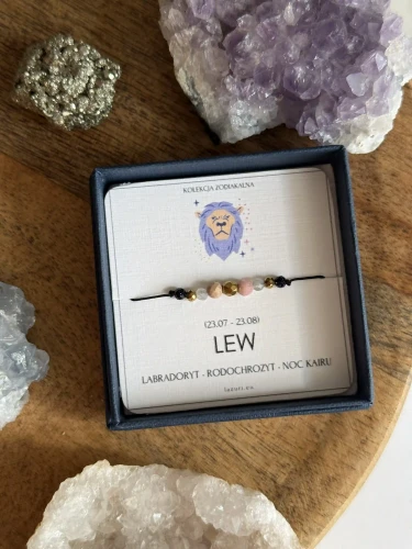 Amulet ochronny dla zodiakalnego Lwa z kamieni naturalnych - wersja złota