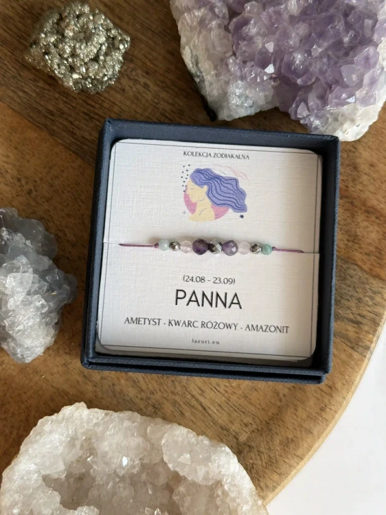 Bransoletka szczęścia dla zodiakalnej Panny - talizman z kamieni naturalnych w wersji srebrnej