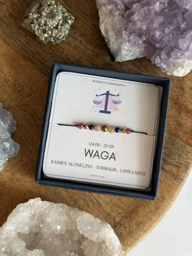 Talizman na szczęście dla zodiakalnej Wagi z kamieni naturalnych - wersja złota