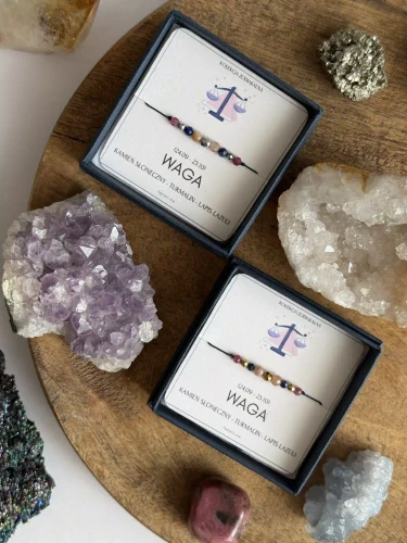 Bransoletka ZODIAKARA dla Wagi od Lazuri – Kamień Słoneczny, Lapis Lazuli i Turmalin.