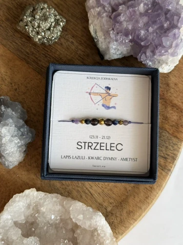 Talizman szczęścia dla zodiakalnego Strzelca z kamieni naturalnych - wersja złota