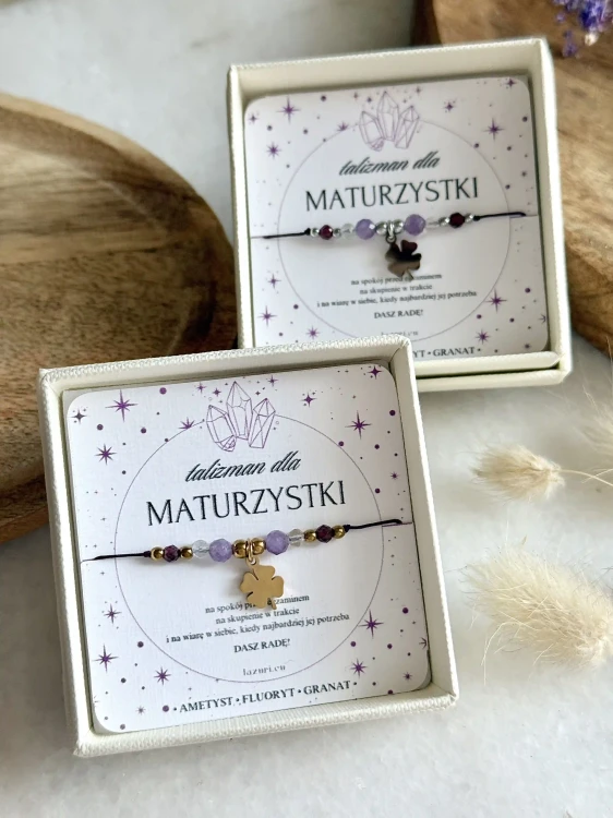 Talizman dla maturzystki prezentacja dwóch wersji: złotej i srebrnej