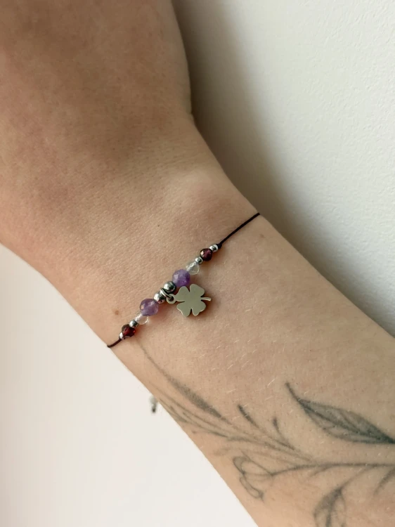 Bransoletka Talizman dla Maturzystki z ametystu, fluorytu i granatu