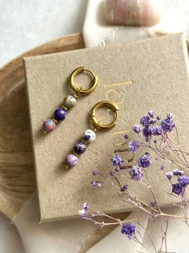Eleganckie kolczyki handmade z jaspisu w kolorowym wydaniu w pudełku prezentowym Lazuri