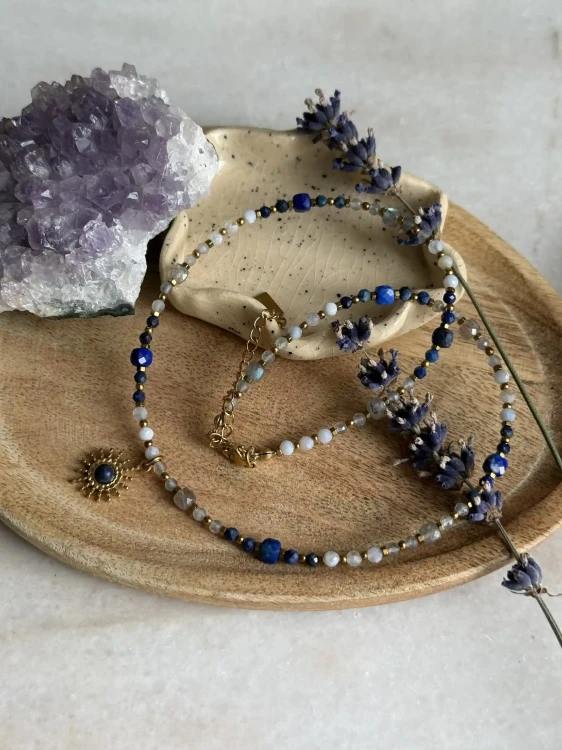 Drobne kamienie naturalne 3-4 mm lapis lazuli kamień księżycowy labradoryt i hematyt