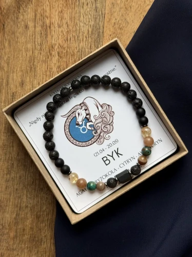 Bransoletka Zodiak Byk Unisex od Lazuri – kamienie naturalne w matowym wydaniu.