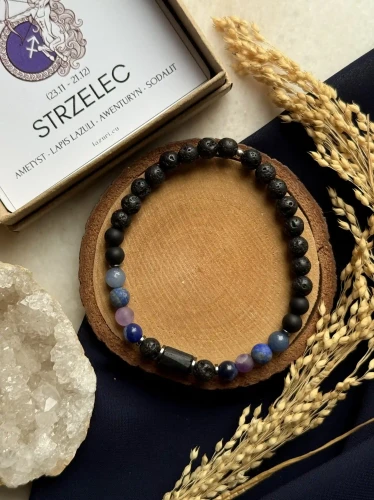 Bransoletka Zodiak Strzelec Unisex Lazuri – lapis lazuli, ametyst i awenturyn.